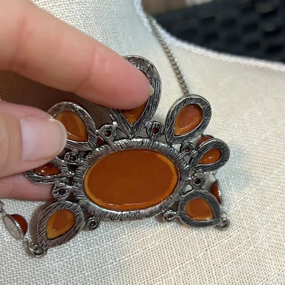 Brown Beaded Statement Necklace - Picture 5 of 7